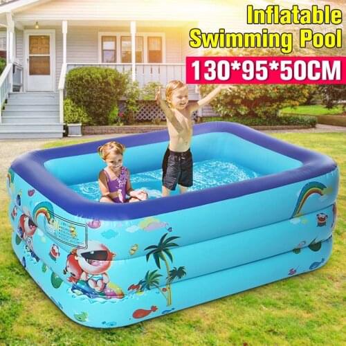 130x95x50cm Inflatable Swimming Pool Adults Kids Pool Bathing Tub Rectangular Outdoor Indoor Summer PVC Paddling Swimming Pool
