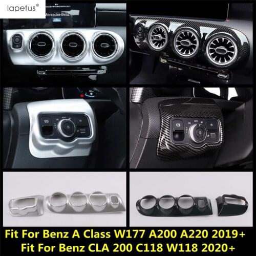 2PCS Dashboard AC Air Vent Headlight Switch Frame Trim Cover For Benz A Class W177 A200 A220 / CLA 200 C118 W118 2019 2020 2021