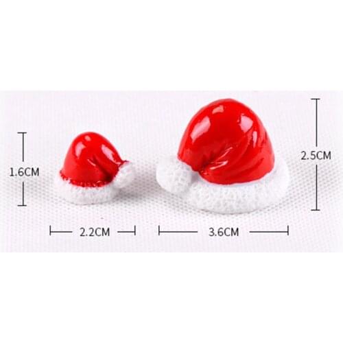 22mm X 16mm, 1 Pieceesin Ornaments Decorations White & Red Christmas Hats Cute Andromantic