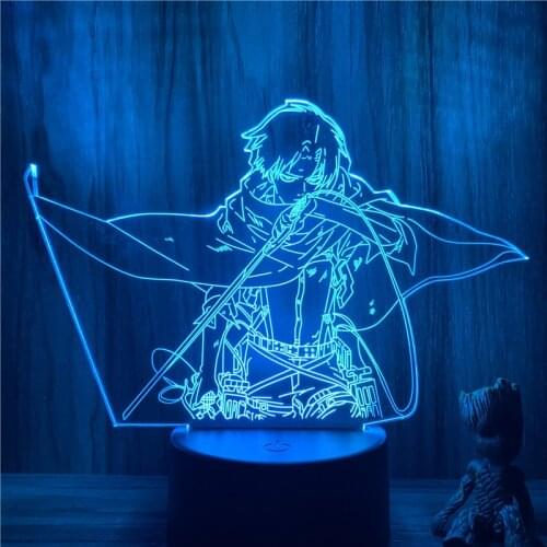 3D Lamp Anime Attack on Titan Levi Sword Fighting LED NightLight Figure 7 Colors Touch Table Bedroom Decor Night Light Gift