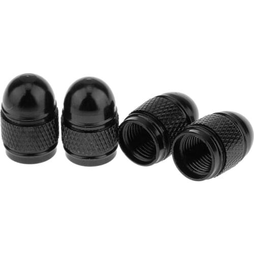 4x Aluminum Bullet Style Rim Valve/Wheel Air Port Cover Stems Cap Black