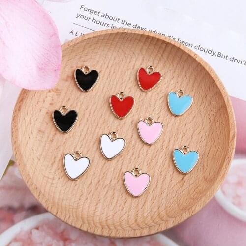 New Arrival 14*17mm Gold Tone Enamel Alloy Heart charms DIY Jewelry Findings Ornament Accessory Fashion Earring Pendant 50pcs