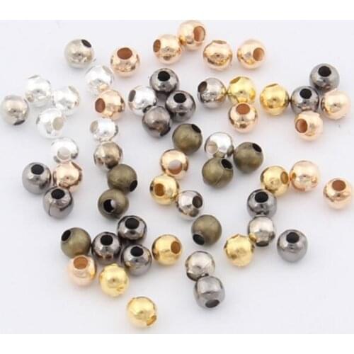 500pcs 100pcs 1.5/2/2.5/3/3.5/4mm Gold Copper Ball bead Crimp End Beads Stopper Spacer Beads For Diy Jewelry Making Supplies