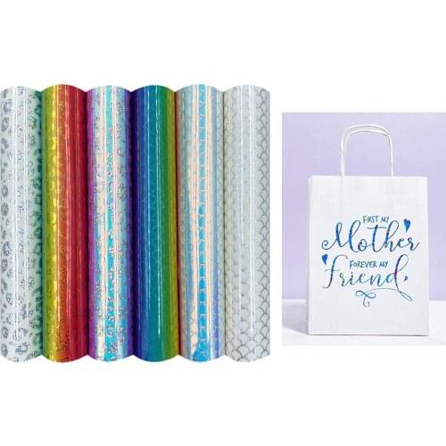 6x Adhesive Vinyl Holographic Rainbow Leopard Mermaid Permanent Craft Vinyl for Cricut Silhouette Cameo Decal Signs Stickers DIY