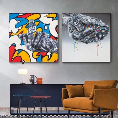 Abstract Modern Graffiti Art Finger Canvas Painting Posters and Prints Wall Art Pictures for Living Room Home Decoration Cuadros