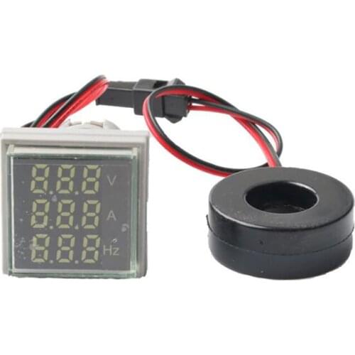 Digital Voltmeter Ammeter Frequency Panel LED 3 in1 Multimeter AC50-500V 0-100A 0-99HZ Voltage and Current Hz Meter Signal Light