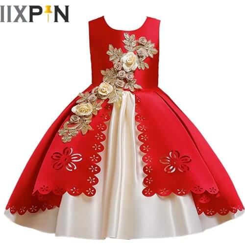 Elegant Girls Dress Princess Opening Ceremony Kids Dresses for Girl Childs Birthday Party Dress Embroidery Flower Girl' Clothes