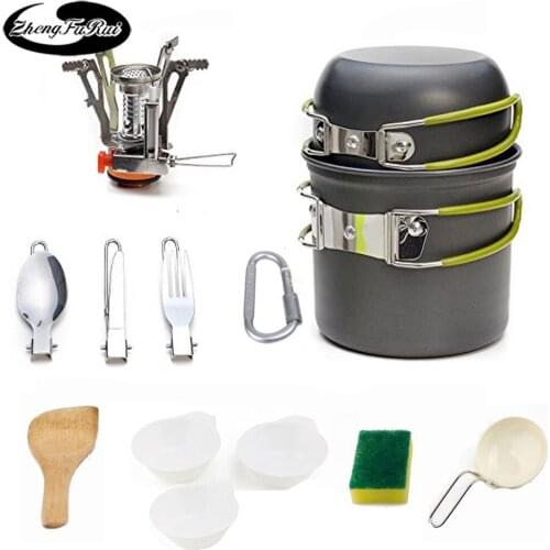 Hot sale outdoor supplies camping picnic cooker set portable 1-2 people picnic stove cooker set