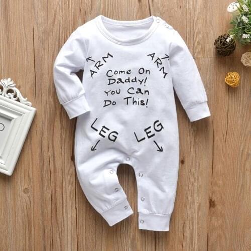 Boys Baby Jumpsuit Rompers Newborns Birth Clothes Long Sleeve 100% Pure Cotton Playsuit Pullover Fashion Letter Onesies