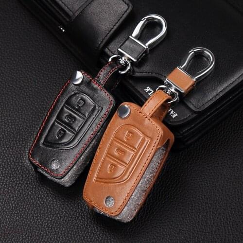 For Toyota Leather car key cover for Toyota Camry Highlander Corolla Prado REIZ Crown RAV4 Hilux Vitz Key cases accessories