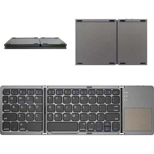 KULIAI B033 Ultra-thin Light Phablet Mini Folding keyboard,Wireless Bluetooth Keyboard with Touchpad for Windows, Android, IOS