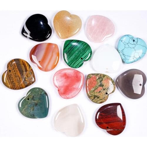 Natural Stone Hearts Shape Pendant Quartz Crystal Pendants & Necklace Reiki Healing Women Jewelry Gifts DIY necklace accessories