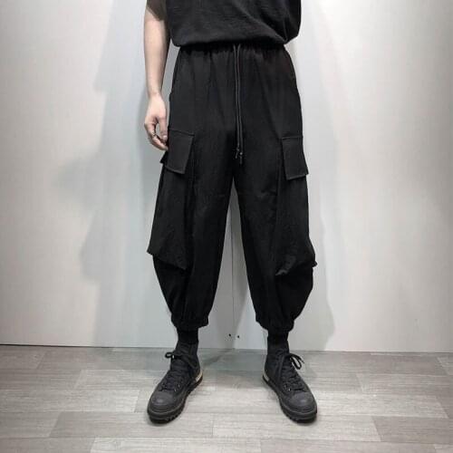Overalls mens summer big dark trend big pocket loose and thin Leggings Yamamoto lantern Capris