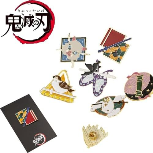 Demon Slayer Kimetsu No Yaiba Metal Enamel Pin Lapel Badges Button Brooch Pins Cosplay Bag Shirt Hat Decorative Anime Jewelry