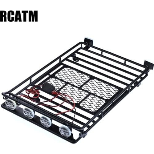 Metal Roof Luggage Rack LED Light For 1/10 RC Crawler Trx4 Bronco Axial Scx10 RC4WD CC01 TF2