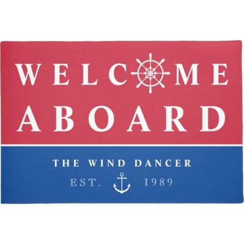 Nautical Welcome Aboard Add Name Boat Doormat