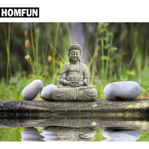 HOMFUN Full Square/Round Drill 5D DIY Diamond Painting "Buddha stone" Embroidery Cross Stitch 5D Home Decor Gift A02224