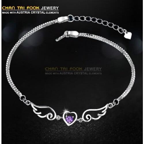 New Women Fashion Love Wedding Bracelet Chain Heart Austrian Crystal Charm Bracelets & Bangles