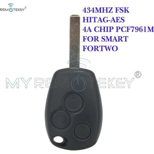 Remtekey Remote car key 3 button 434Mhz VA6 blade with 4A chip for Benz Smart Fortwo 2015 2016