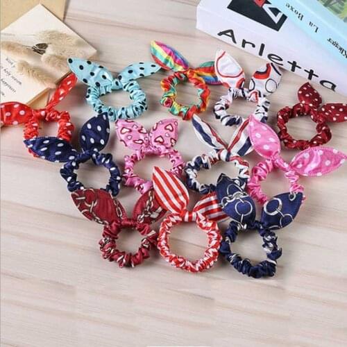 Rabbit Ears Hair Band Children Kids Hair Accessories Scrunchies Elastic Hair Band For Women Girl Rubber Band Polka Dot Hair Rope