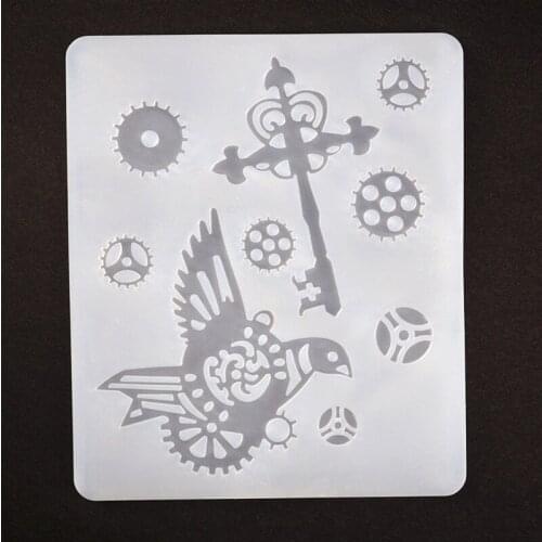 Gear Bird Feather Jellyfish Compass Silicone Resin Mold Thin Bookmark Art Crafts X4YA