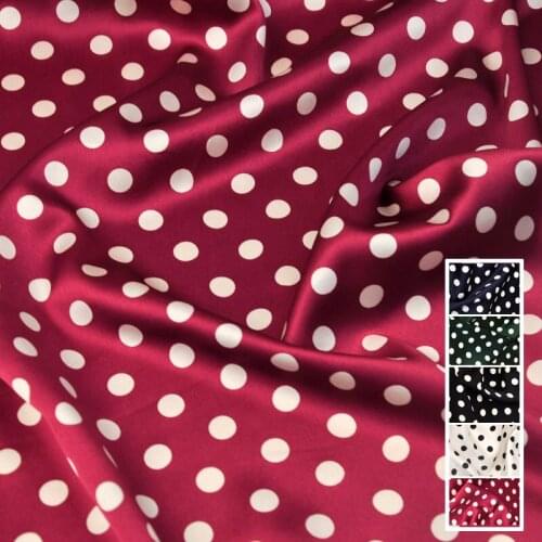 Wide 42.5"High-grade Polka Dot Silk Stretch Satin Fabric Shirt Dress Material