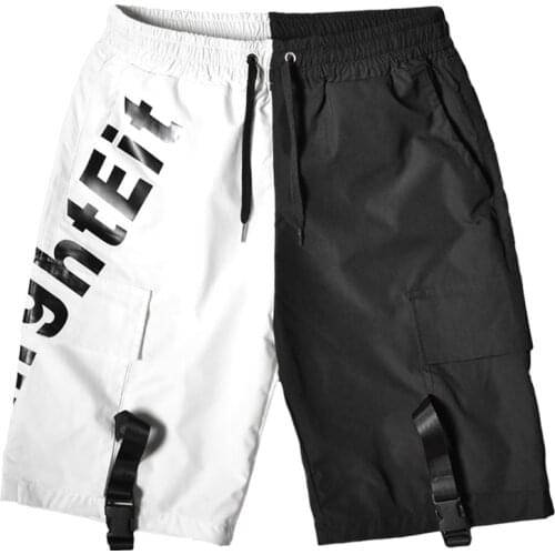 2020 Streetwear Summer Casual Shorts Men Side Pockets Bermuda Hip Hop Patchwork Cargo Shorts Knee Length Mens Shorts