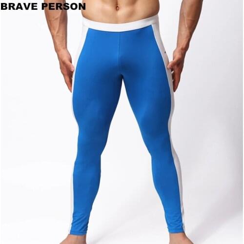 BRAVE PERSON Mens Nylon Spandex Underwear Pants Bodybuilding Long Johns Trousers Men Tight Multifunction Leggings Pants B2220