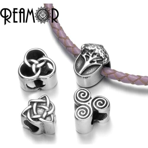 REAMOR 316l Stainless steel Triquetra Knot Triple Helix & Trinity Series European Bead Charms For DIY Jewelry Making