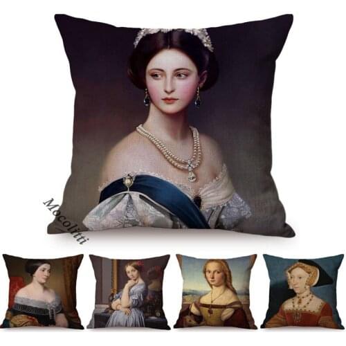 World Famous Palace Oil Painting Art Sofa Pillow Case Renaissance Countess Orsonville Classic Home Decorative Bed Cushion Cover
