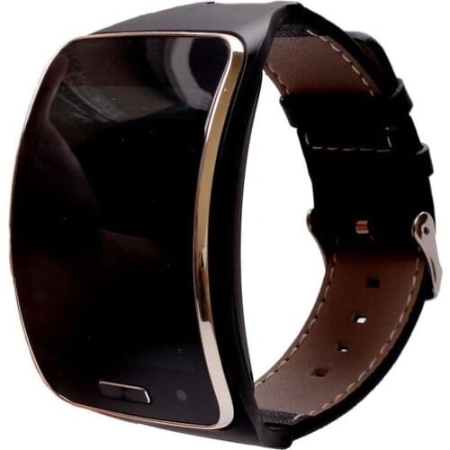Black Leather Strap Bands Replacement for Samsung Galaxy Gear S SM-R750 Watch