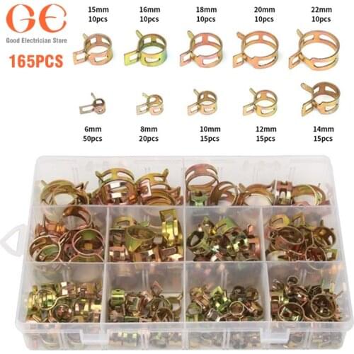 165PCS Hose Clamp Zinc Plated Spring Hose Pipe Clamps Air Clip Clamp pipe clamp clamp spring clip pocket hole clamp