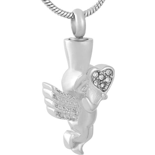 IJD9731 Women Classic Solitaire Stainless Steel Love Angel Cremation Urn Ash Direct Selling
