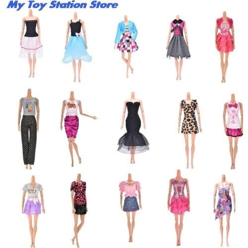 1pc Pink Clothes Sets Summer Short Sleeve Flower Print Doll Dress elegant Skirt For Barbie Doll