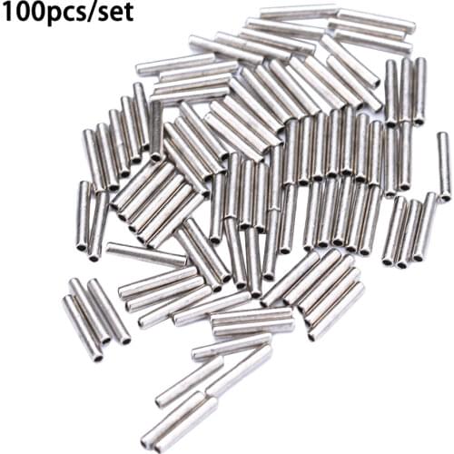 100Pcs Black Round Copper Fishing Tube Fishing Tool Wire Pipe Crimp Sleeves Connector Fishing Line Accessories Tools