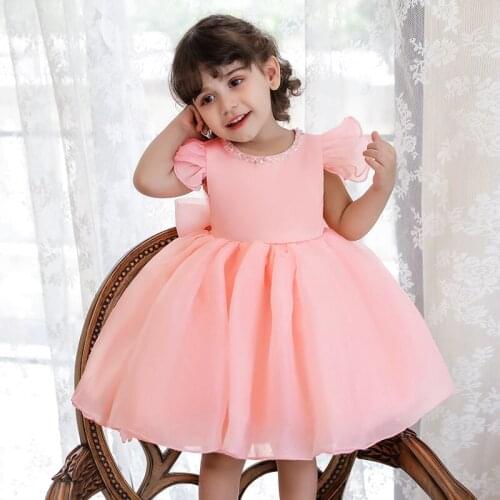 2021 Newborn Clothing Baptism 3 2 1 Year Birthday Dress For Baby Girl Beads Princess Dresses Party Dress Toddler Infant Clothes