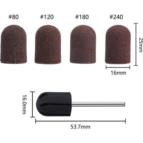 TP 5pcs Sanding Bands Block Caps 120# 80# 180# 240# Sanding Bands for Manicure Machine Replacement Sander Nail Cleaning Tool