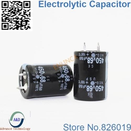 6pcs/lot 450V 68UF Radial DIP Aluminum Electrolytic Capacitors size 22*30 68UF 450V Tolerance 20