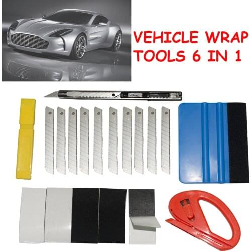 6Pcs Car Bus Van Vinyl Film Application Tool Set Safety Lorrry RV Camper Car Scraper Brush Clean Maintenance Accessories