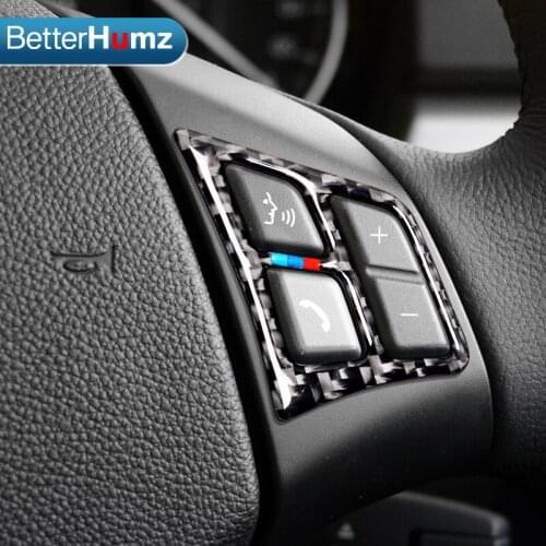 BetterHumz Car Interior Accessories Carbon Fiber Steering wheel buttons stickers For BMW E90 3 Series (2005-2012) Car Styling