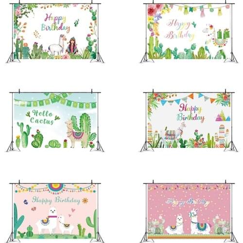 Alpaca Llama Cactus Theme Party Backdrops Baby Shower Kids Birthday Party Decoration Sticker Poster Photography Background Props