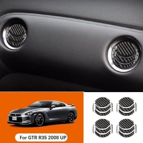 Auto Accessories Styling Carbon Fiber Air Conditioner Outlet Fit For nissan GTR R35 interior trim AC frame sticker 2008-2016