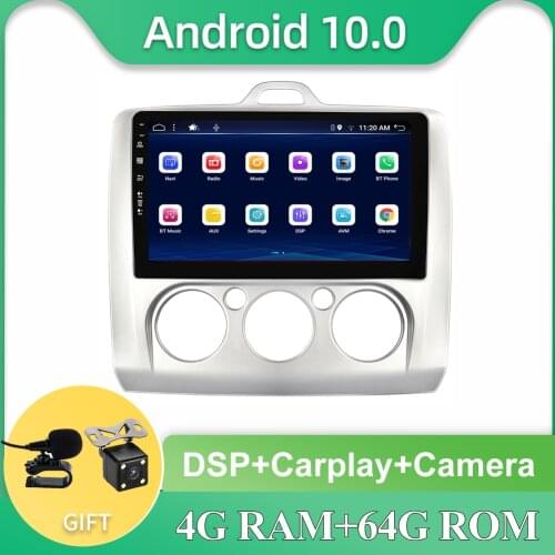 4G RAM+64G Android 10 Car Radio Multimedia Player ForFord Focus Mk2 Mk3 2004 2005 2006 2007 2008 2009 2010 2011 GPS Navigation