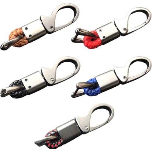 Car Key Chain Gifts Metal Leather Keychain Key Ring Holder Clip Buckle Waist Auto Keyfob Accessories Parts