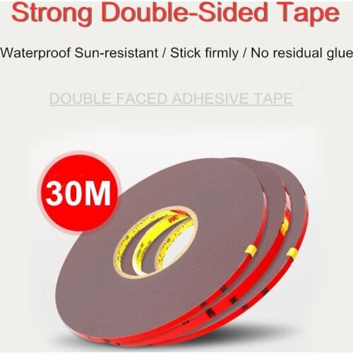 6/8/10mm x 30 Meters 3M Double Sided Tape Sticker Acrylic Foam Adhesive Car Interior Exterior Styling Accessories Strong Tape