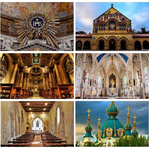 GFUITRR Gold Church Palace Photo Backgrounds Party Photography Backdrops Cross Luxury Castle Golden Photo Studio