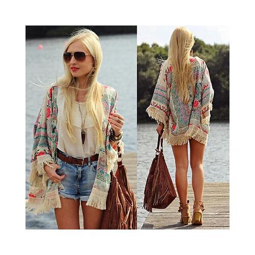 Lovely Floral Chiffon Women Cardigan Lace Women Flower Print Chiffon Cover-Ups Shirt Women Loose jacket