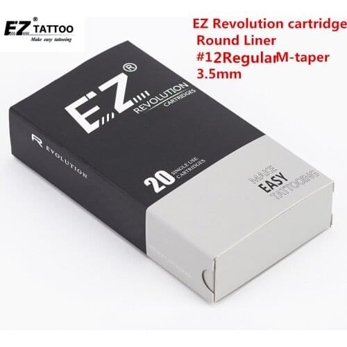 RC1205RLB EZ Revolution Tattoo Needle Cartridges #12 0.35MM Round Liner Medium Taper 3.5mm for Machines and Grips 20 pcs /box