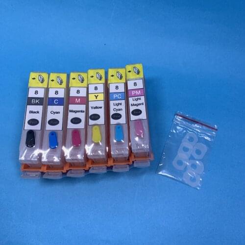 YOTAT 6 colors Empty Refillable CLI-8 CLI8 Ink Cartridge for Canon PIXMA Pro9000 iP6600D 6700D Pro900 printer with ARC chips