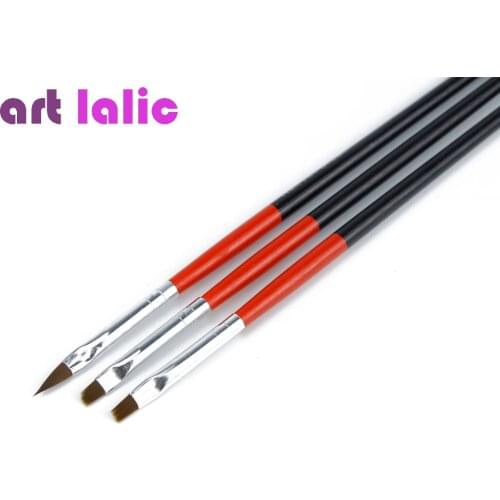 3 sizes/set Nail art pen Flat Painting Drawing Red Soft and Professional Nail Brush Kit Set UV gel brushes Tool Set Artlalic
